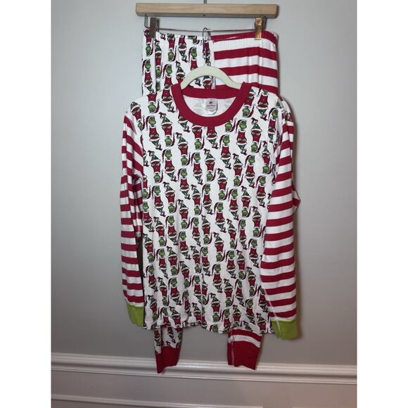 HANNA ANDERSSON UNISEX GRINCH LONG JOHN PJ TOP & Bottom SIZE M EUC - Picture 1 of 12